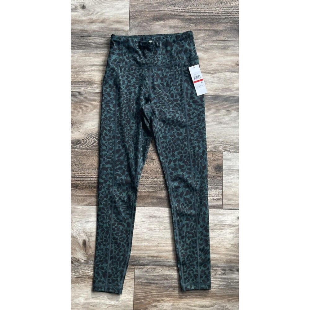 Dyny Sport Women's Athletic Leggings Green Black Animal Print Size XS NWT